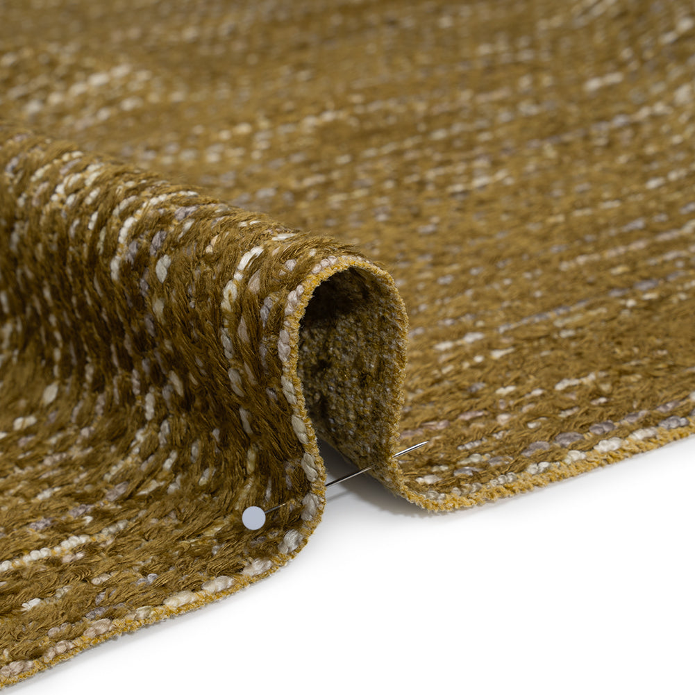 Recycled Olefin and Acrylic Upholstery Boucle and Chenille Tweed - Moss Stripes - Virginia Collection
