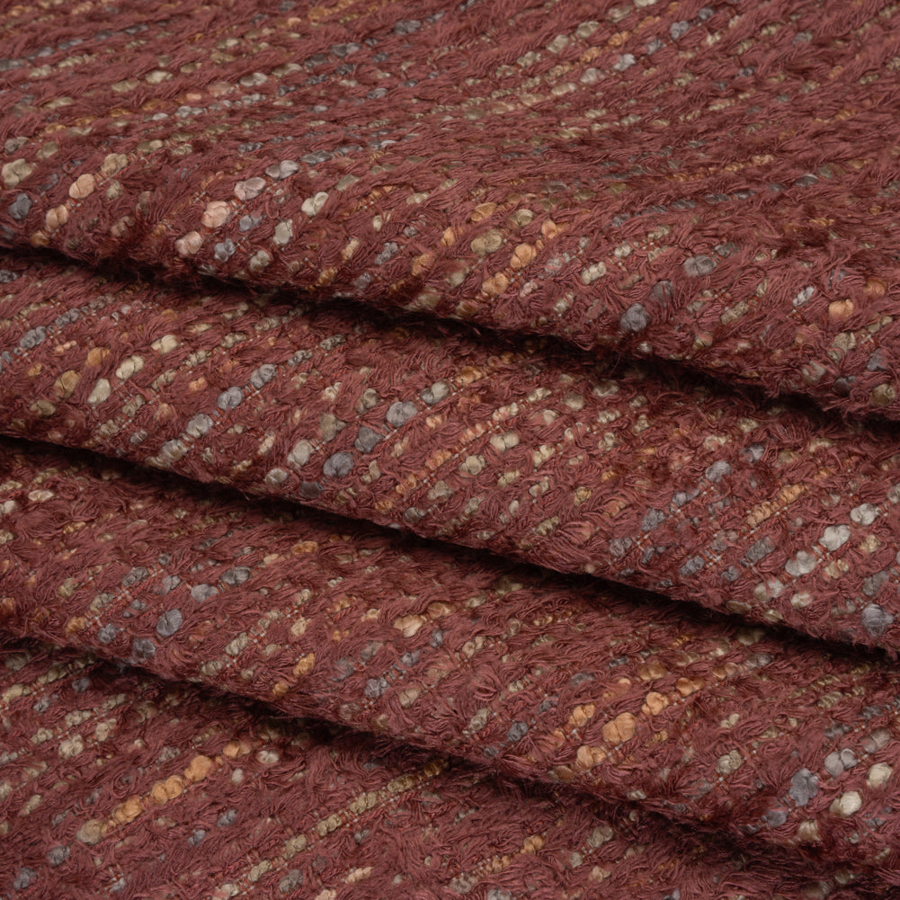 Recycled Olefin and Acrylic Upholstery Boucle and Chenille Tweed - Sangria Stripes - Virginia Collection