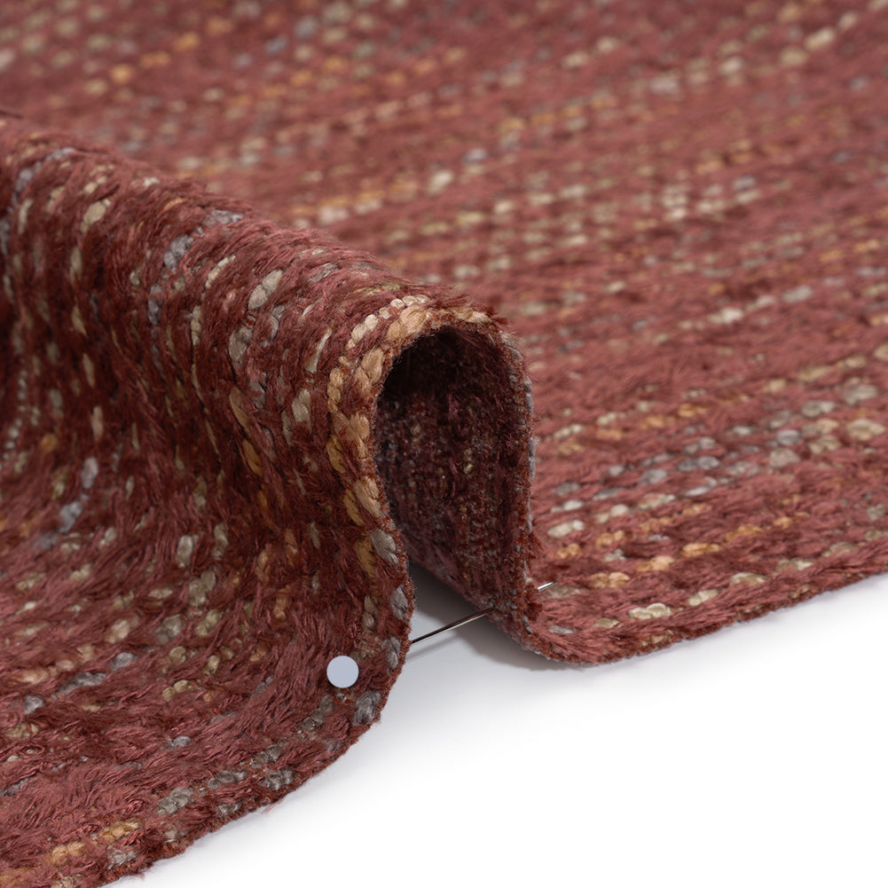 Recycled Olefin and Acrylic Upholstery Boucle and Chenille Tweed - Sangria Stripes - Virginia Collection