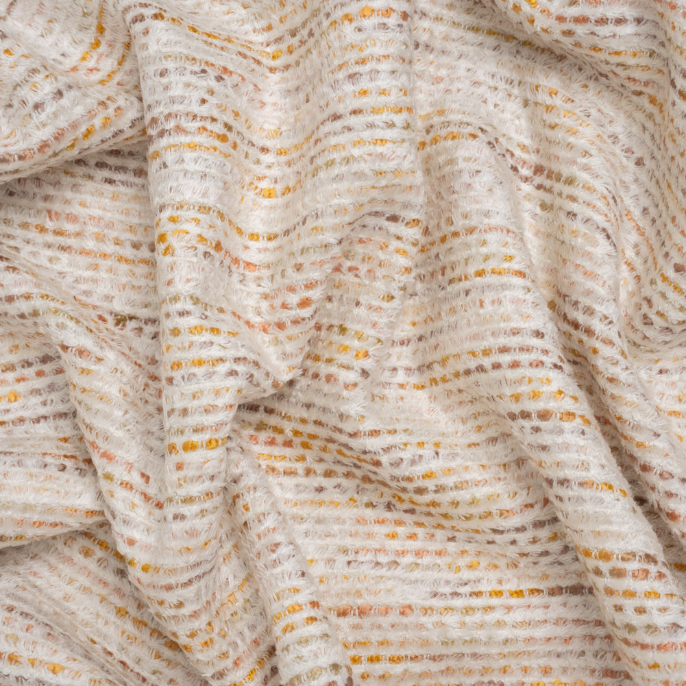Recycled Olefin and Acrylic Upholstery Boucle and Chenille Tweed - Turmeric Root Stripes - Virginia Collection