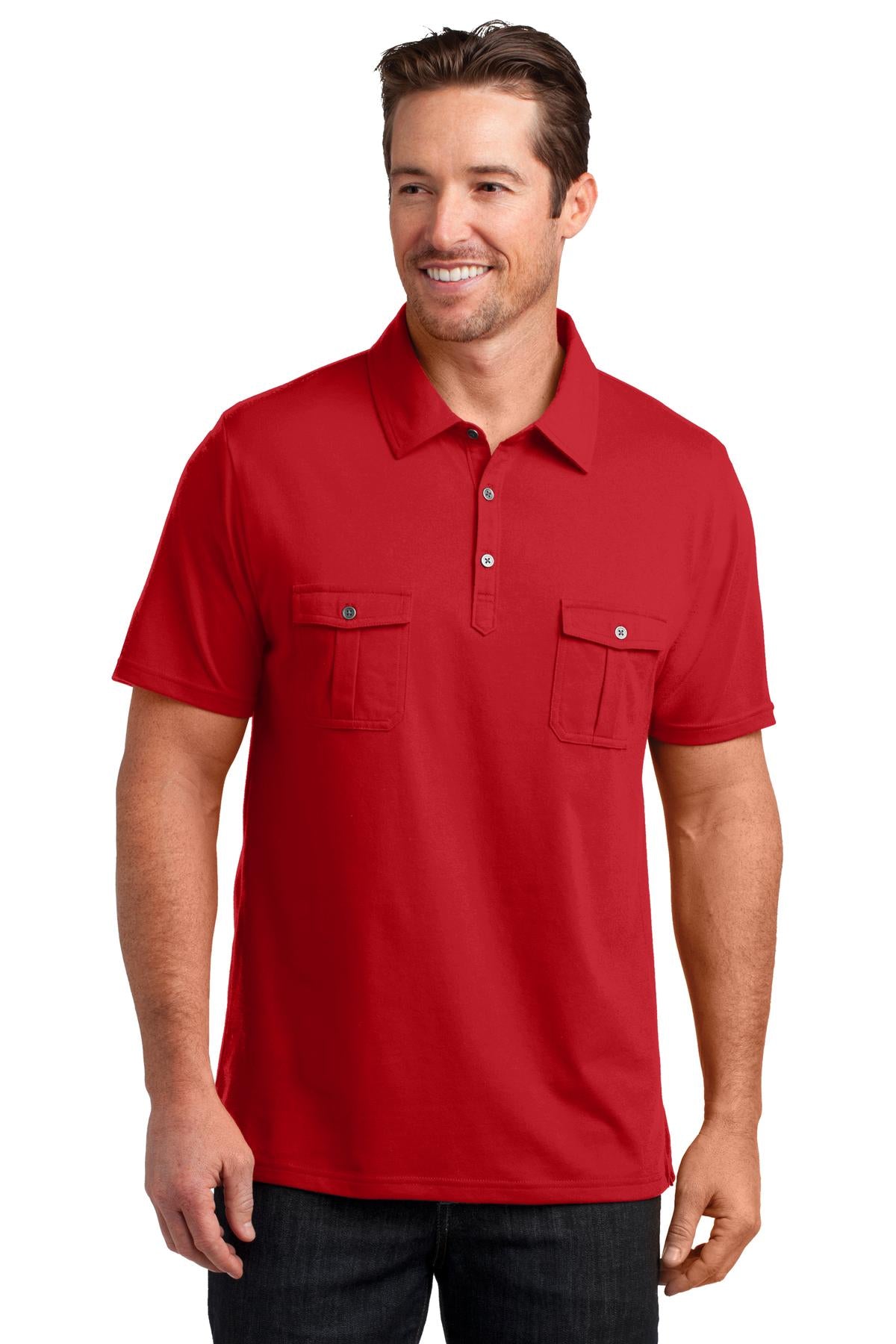 District Made® Mens Double Pocket Polo