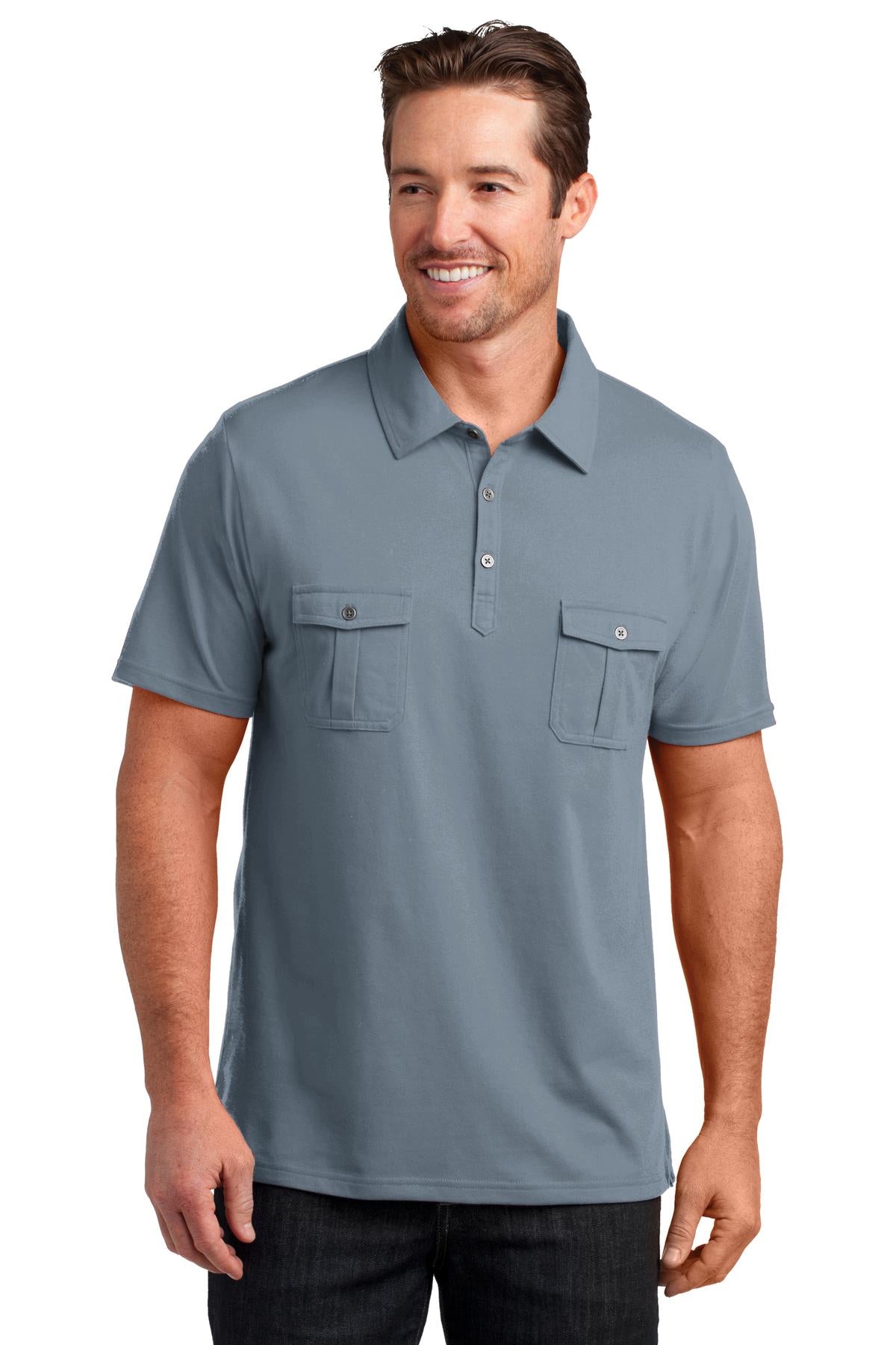 District Made® Mens Double Pocket Polo