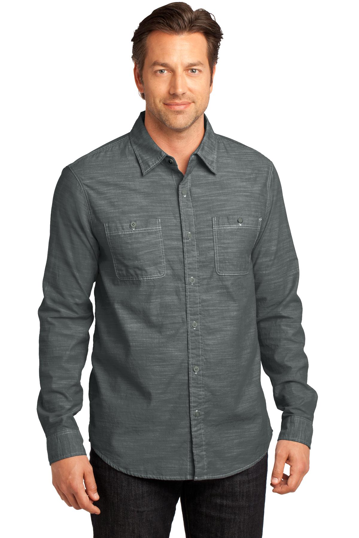 District Made® - Mens Long Sleeve Washed Woven Shirt