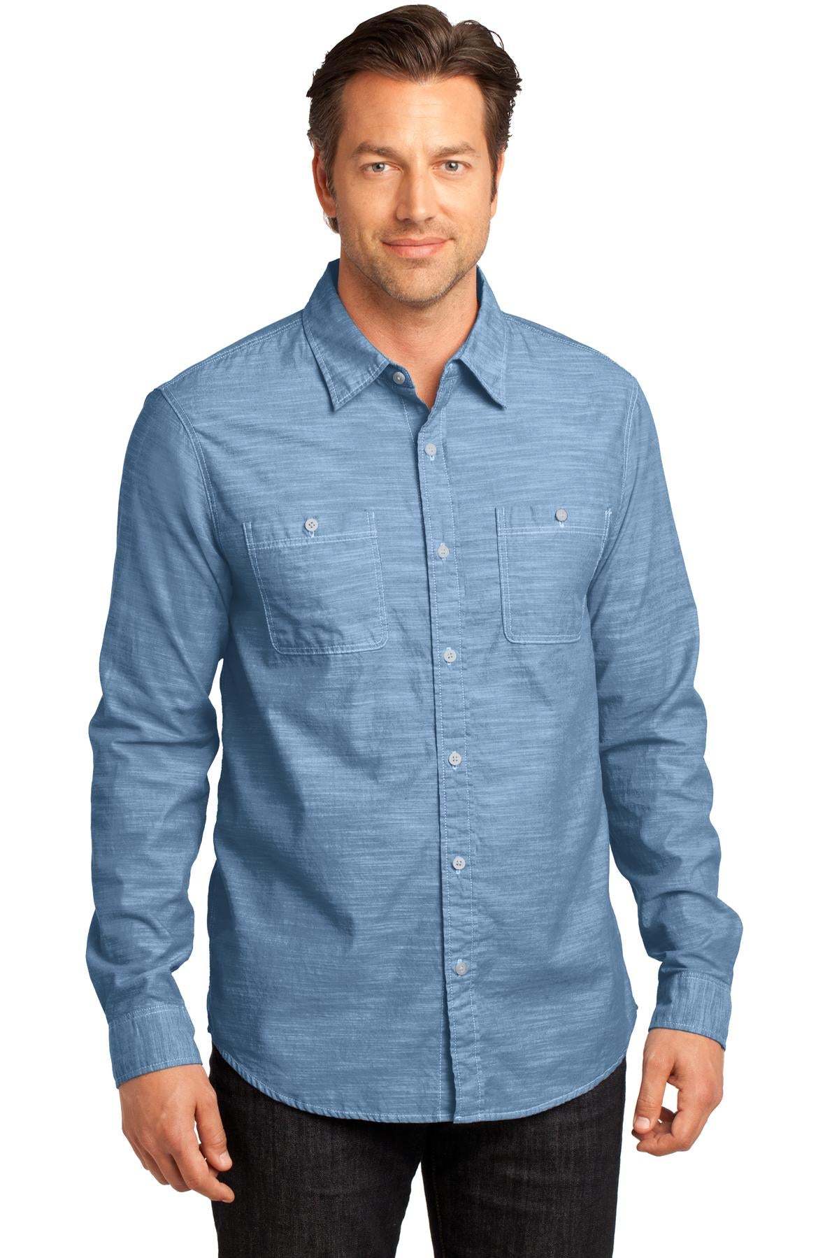 District Made® - Mens Long Sleeve Washed Woven Shirt