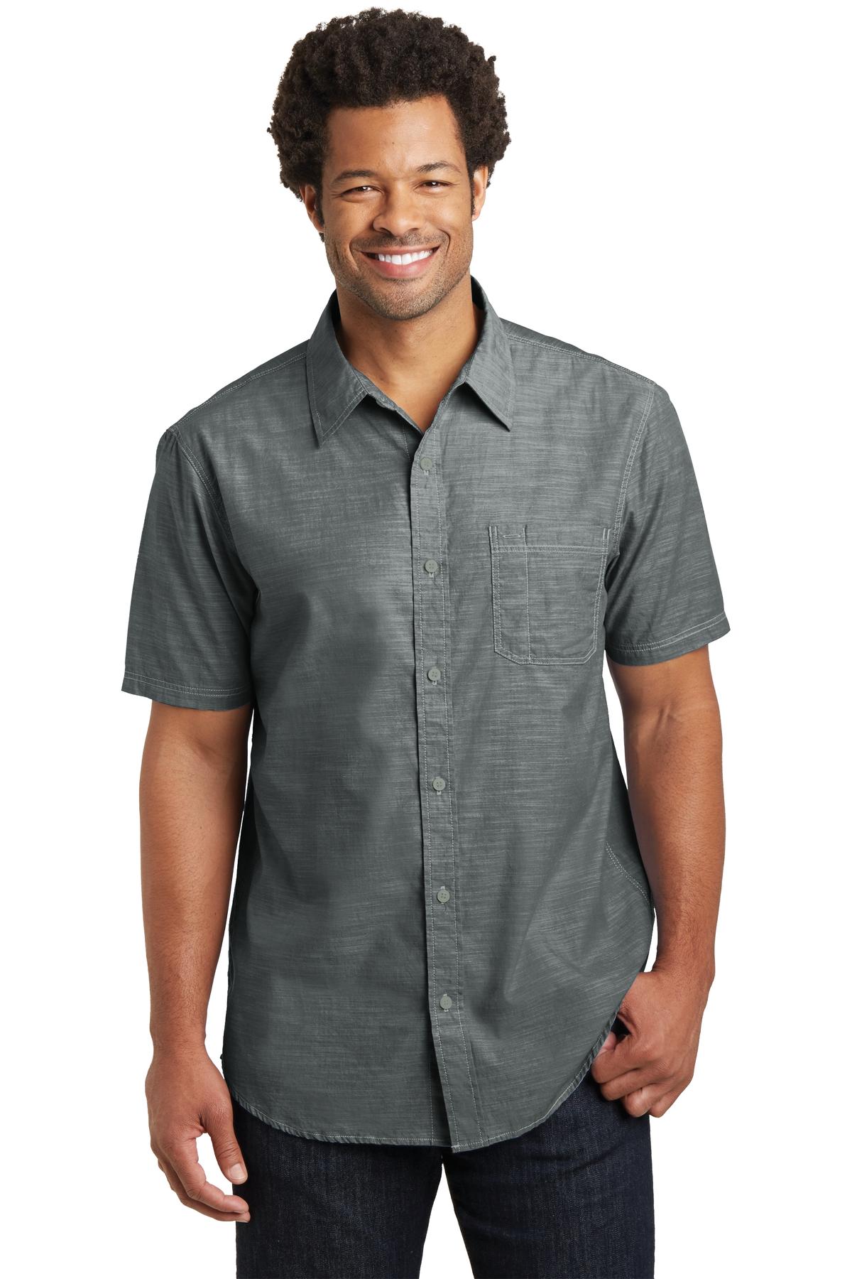 District Made® Mens Short Sleeve Washed Woven Shirt