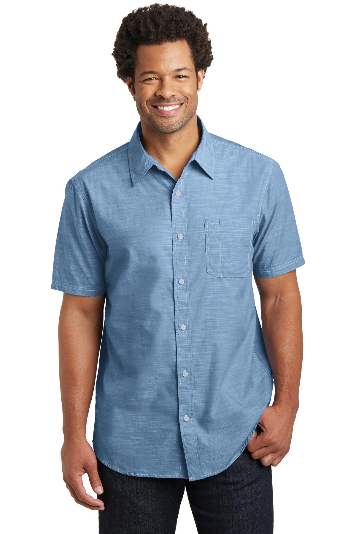District Made® Mens Short Sleeve Washed Woven Shirt