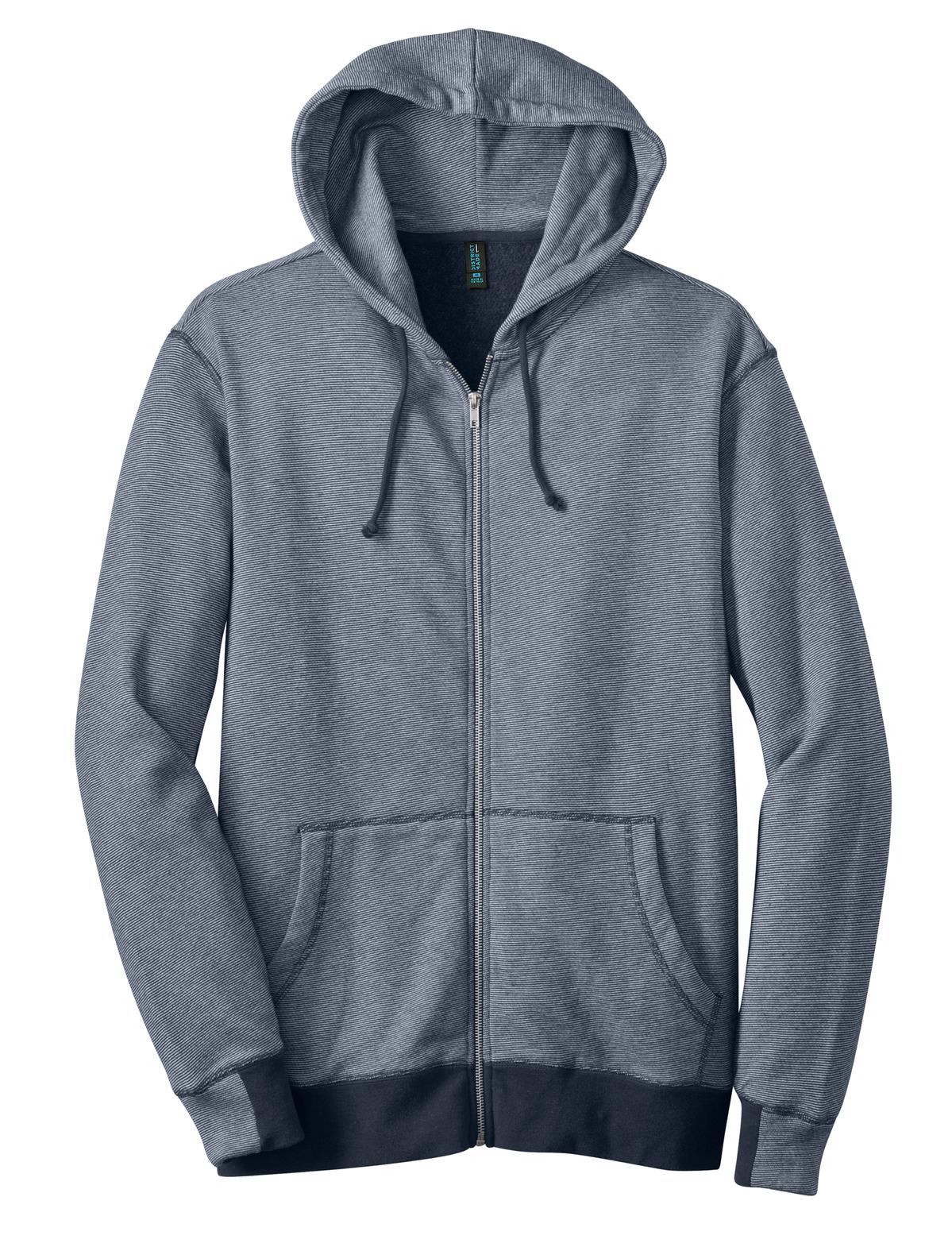 District Made® - Mens Mini Stripe Full-Zip Hoodie