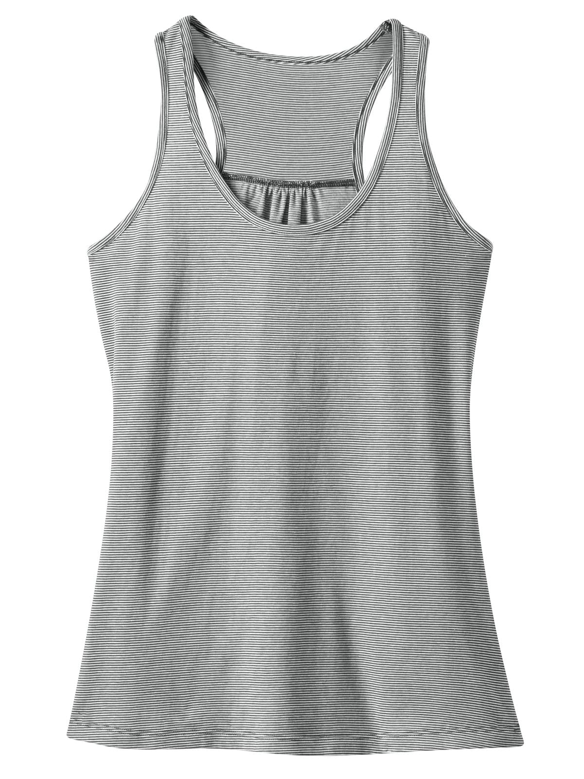 District Made® - Ladies Mini Stripe Gathered Racerback Tank
