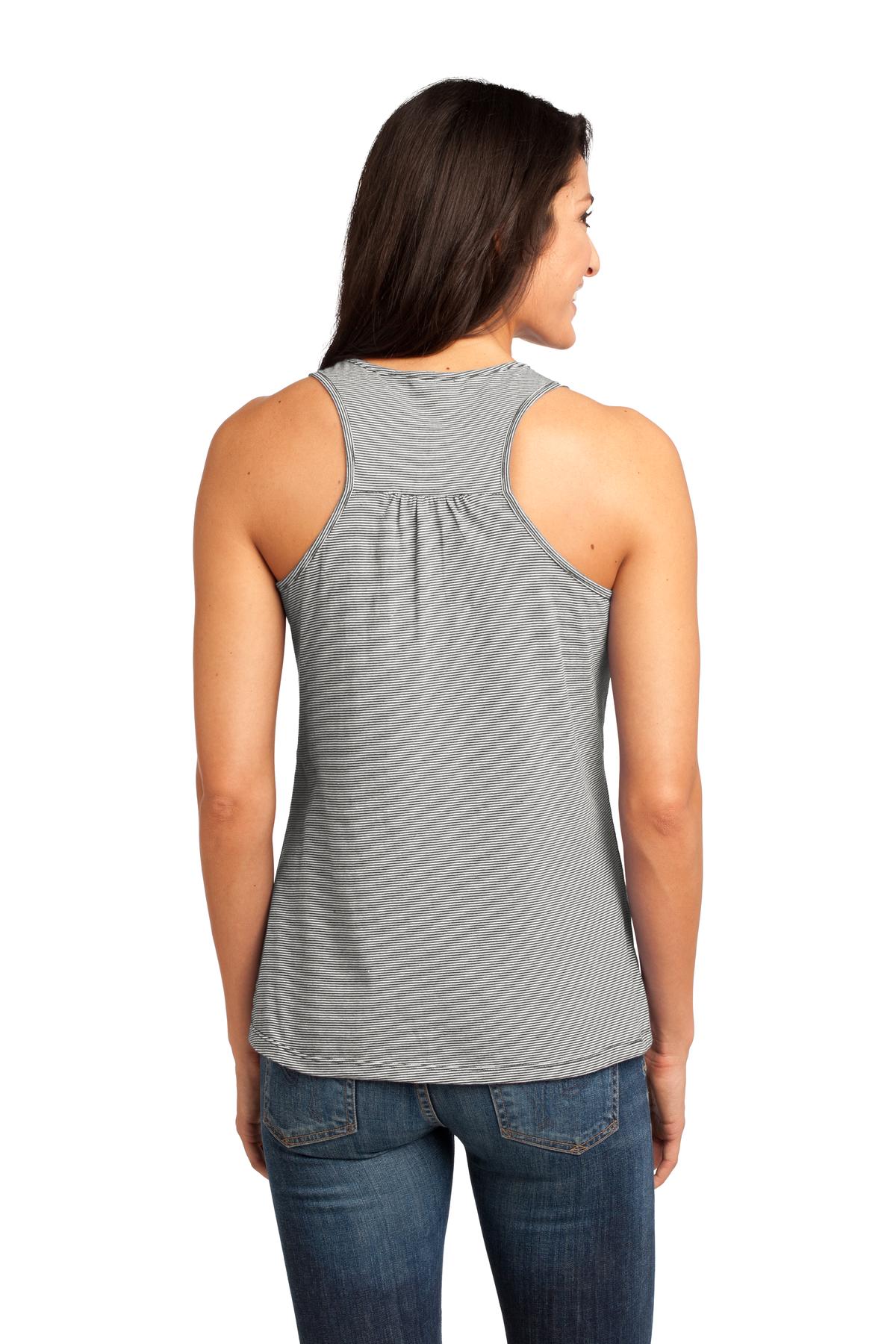 District Made® - Ladies Mini Stripe Gathered Racerback Tank