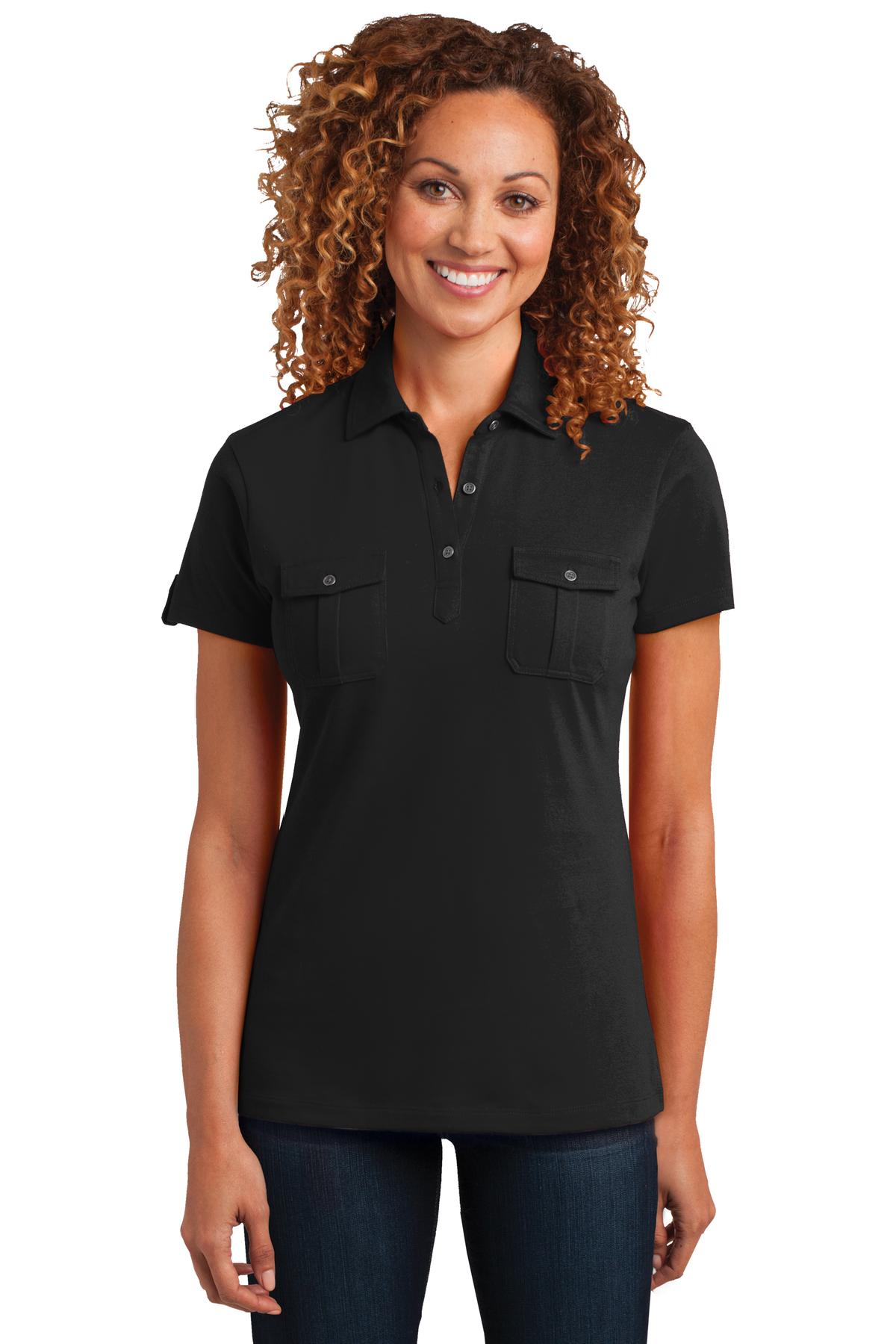 District Made® Ladies Double Pocket Polo