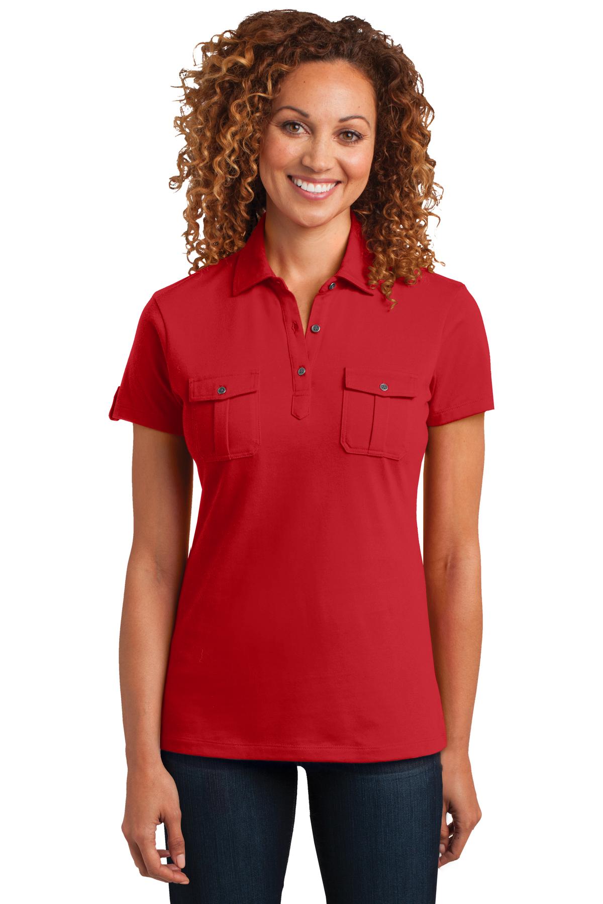 District Made® Ladies Double Pocket Polo