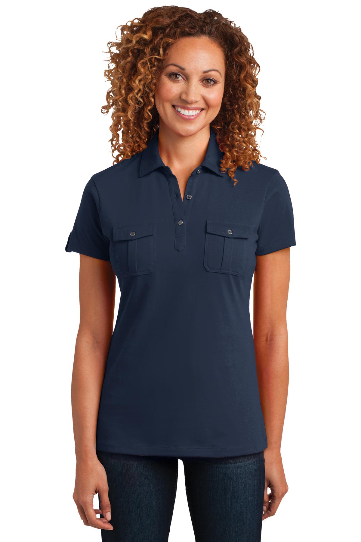 District Made® Ladies Double Pocket Polo