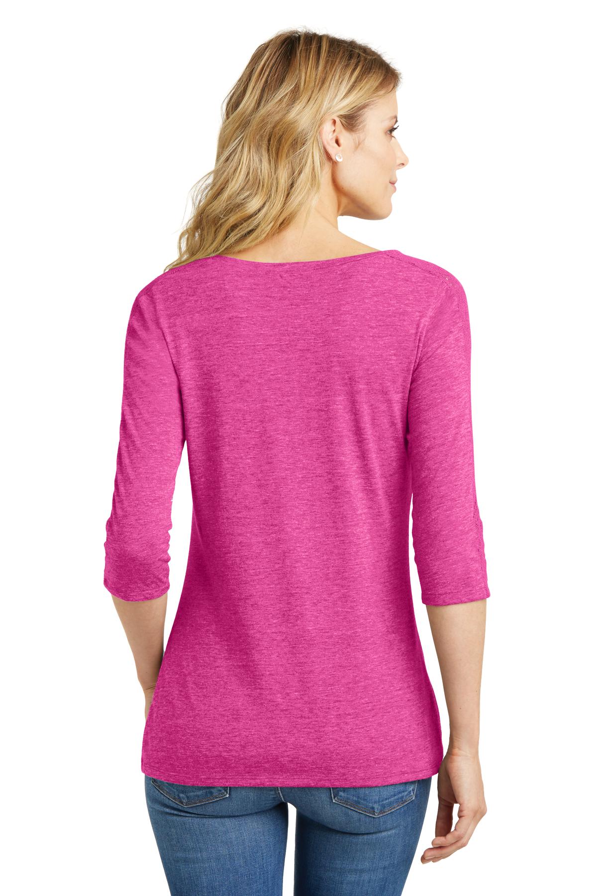 District Made® Ladies Tri-Blend Lace 3/4-Sleeve Tee