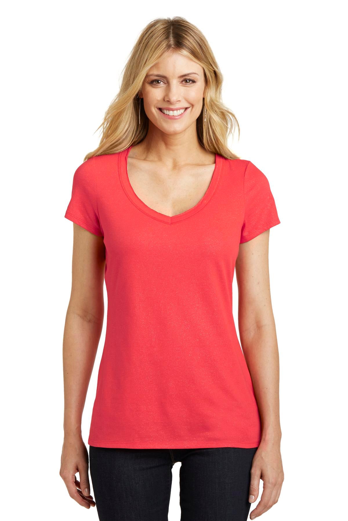 District Made® Ladies Shimmer V-Neck Tee