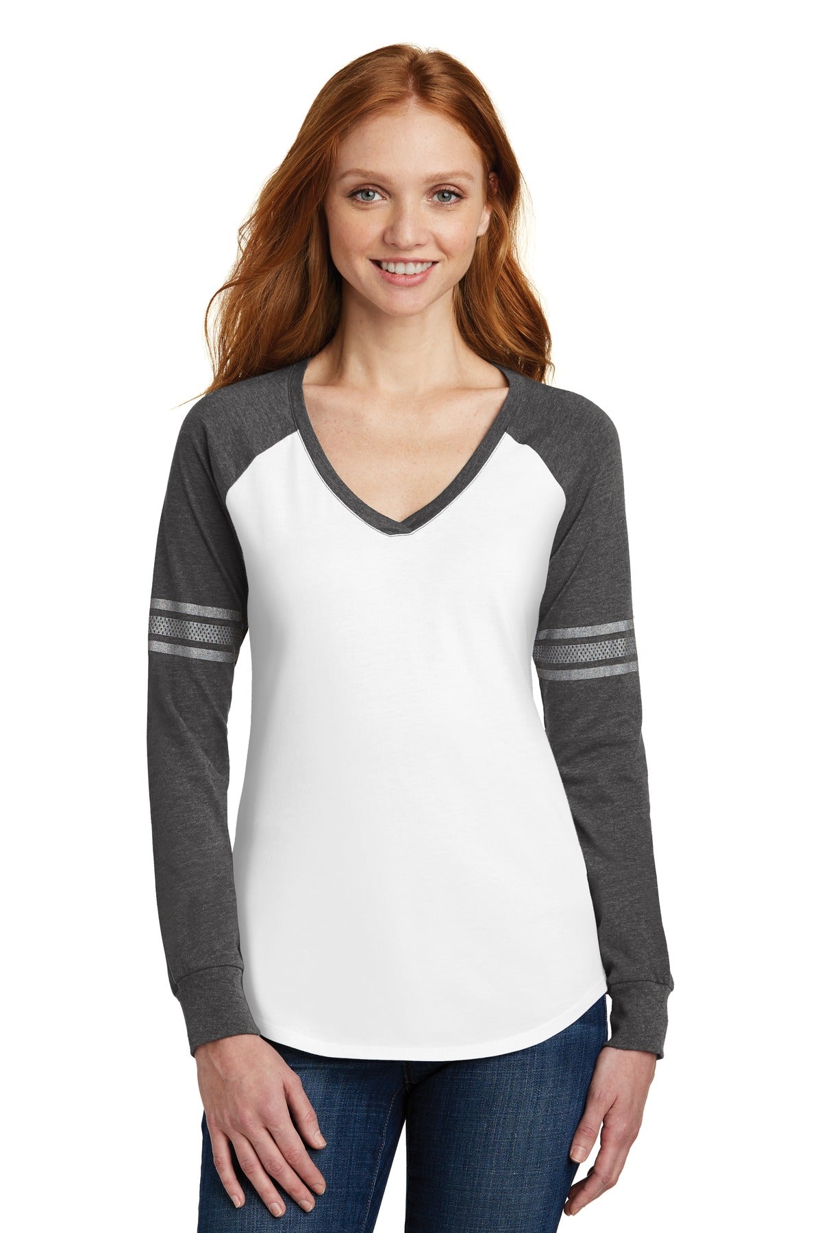 District ® Women's Game Long Sleeve V-Neck Tee
