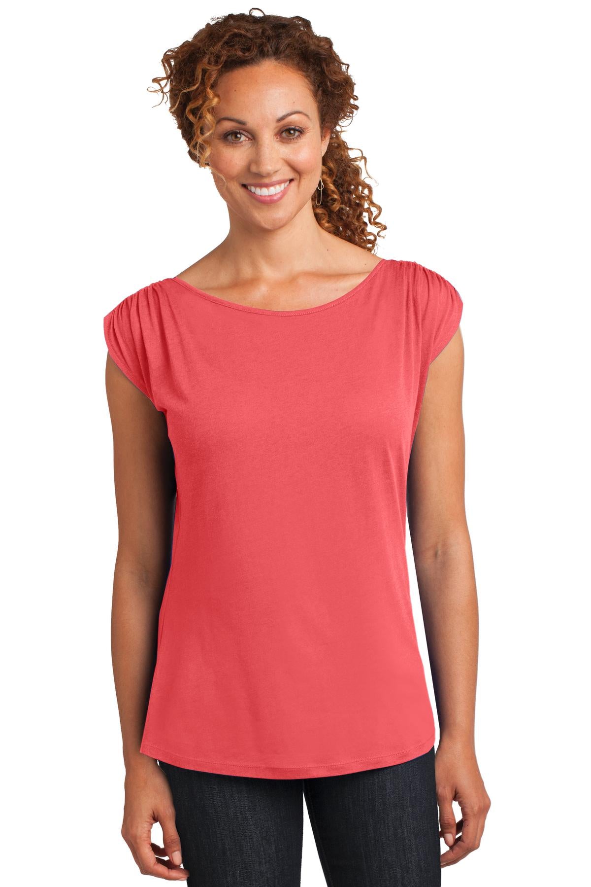 District Made® Ladies Modal Blend Gathered Shoulder Tee