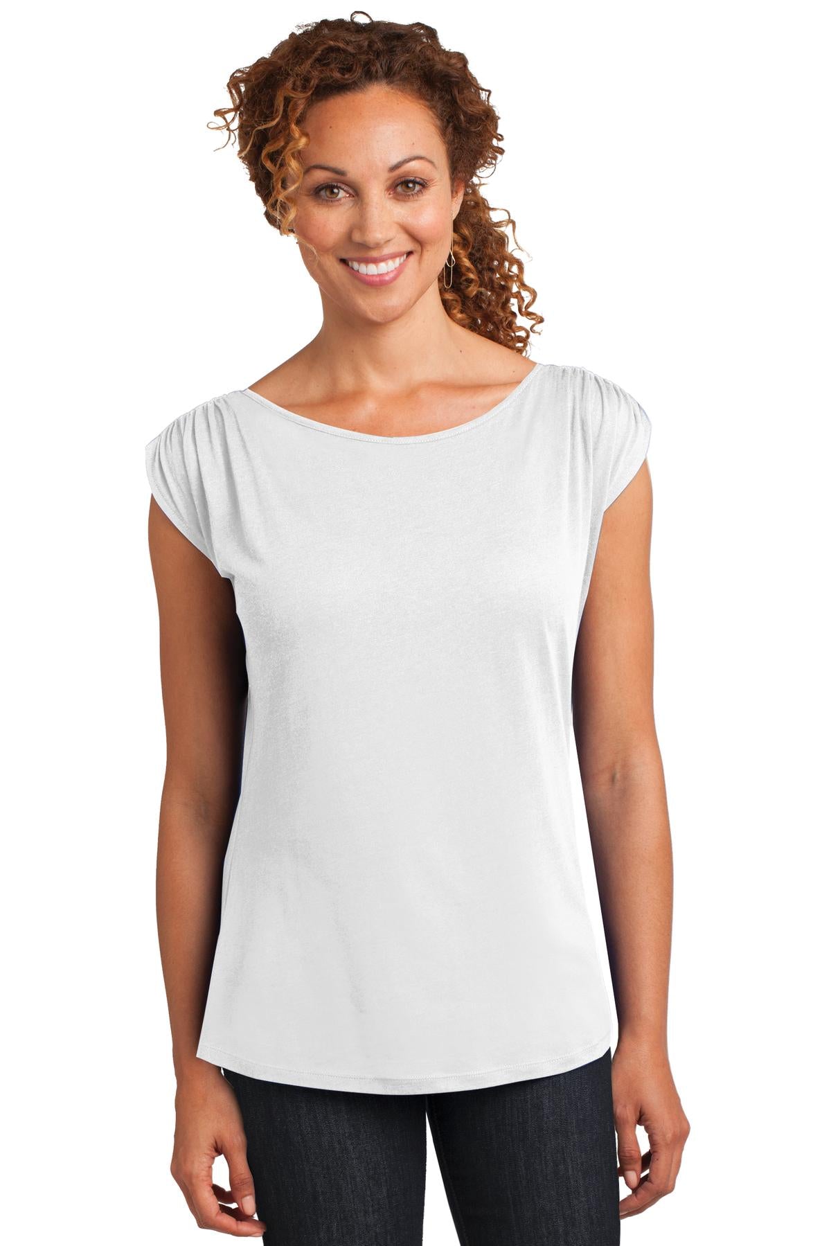 District Made® Ladies Modal Blend Gathered Shoulder Tee