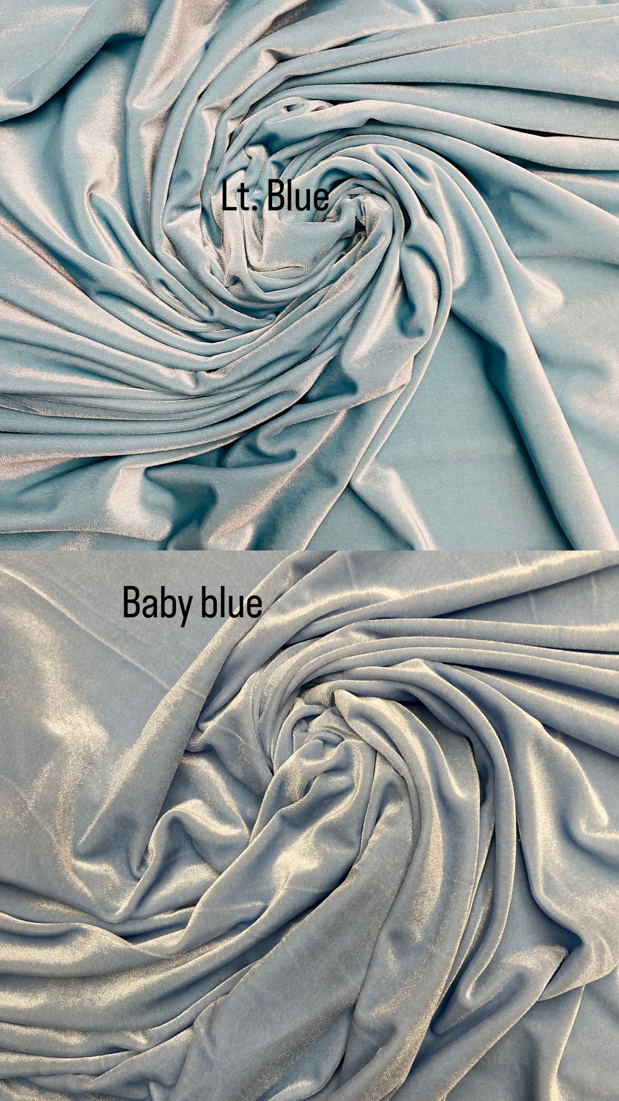 Lt Blue Stretch Velvet Fabric - Light Blue, 58"-60" Width (1 Yard)