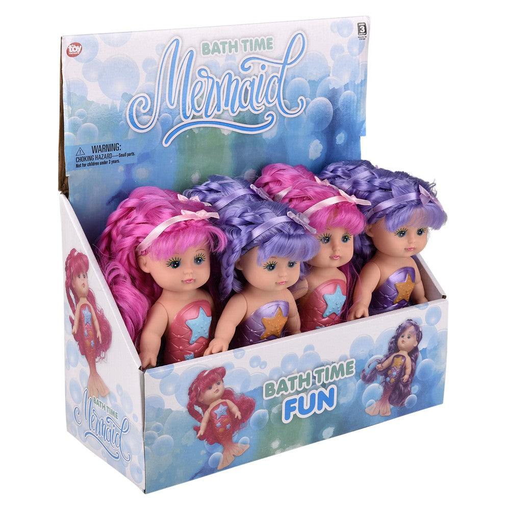 Mermaid Bath Time Doll 9" (6 Pc Display)