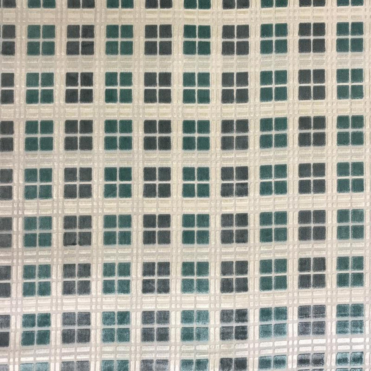 Domino Square Cut Velvet Polyester Fabric - Multi Color Square Pattern, 55" Width (1 Yard)