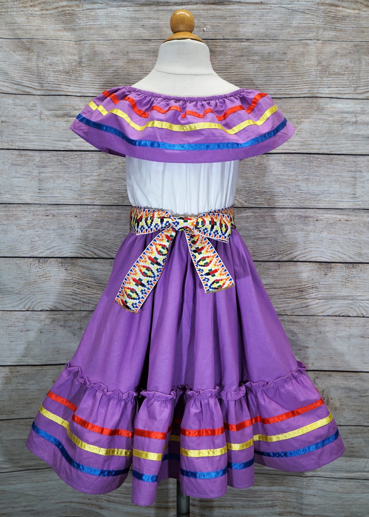 Unik Girl's Fancy Traditional Mexican Cinco De Mayo Fiesta Dress - Colorful Embroidered Fiesta Dress, Size 4-14 (1 Piece)