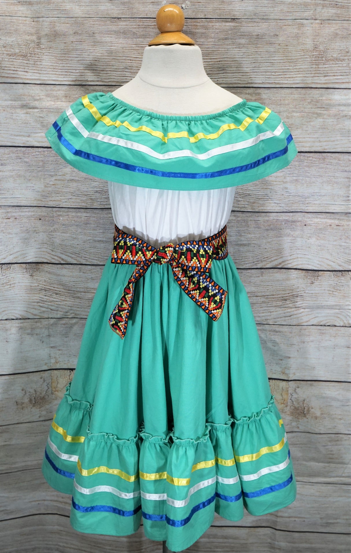Unik Girl's Fancy Traditional Mexican Cinco De Mayo Fiesta Dress - Colorful Embroidered Fiesta Dress, Size 4-14 (1 Piece)