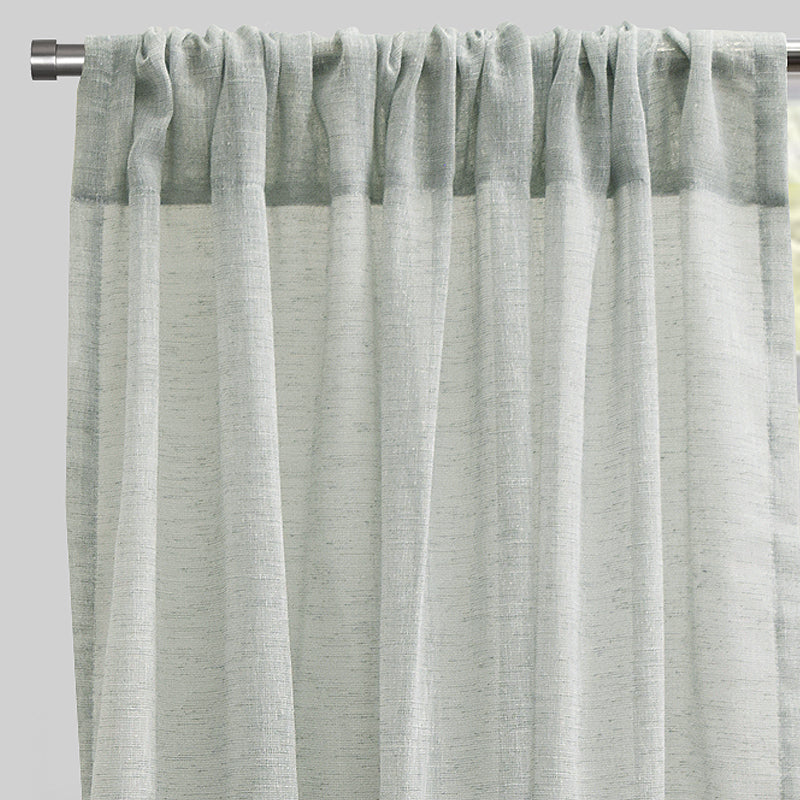 Champion Polyester Sheer Curtain Fabric - Metallic Linen Look, Transparent, 54" X 96", Rod Pocket, Set Of 2 (1 Pair)