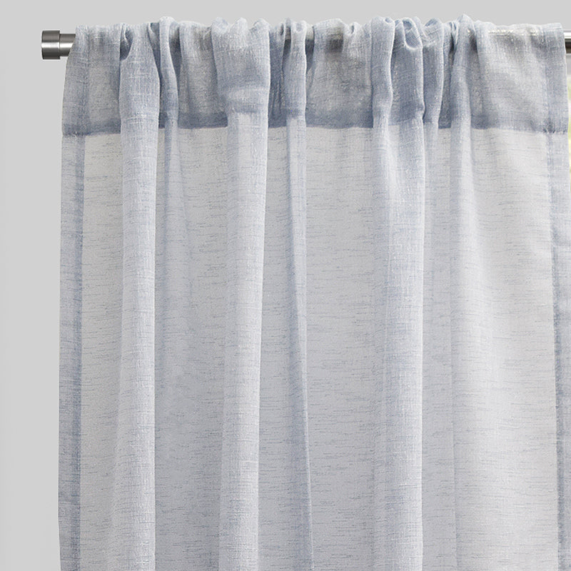 Champion Polyester Sheer Curtain Fabric - Metallic Linen Look, Transparent, 54" X 96", Rod Pocket, Set Of 2 (1 Pair)