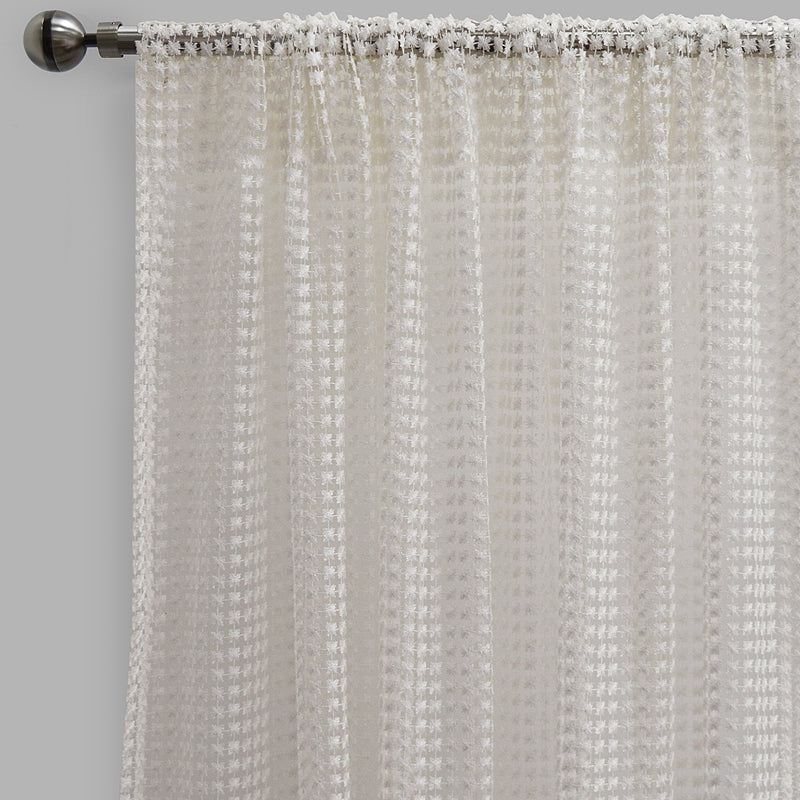 Clover Polyester Fabric - Metallic Floral Sheer, Beige, 54" X 96" (2 Panels)