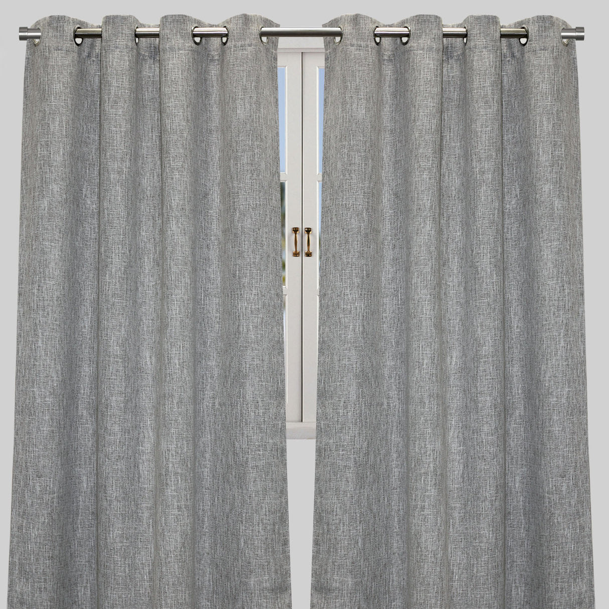 Colony Curtain Panels Polyester Fabric - Solid Linen Look Blackout, 50" X 84", Grommet, Latte, Gray, Teal, Sky (2 Panels)