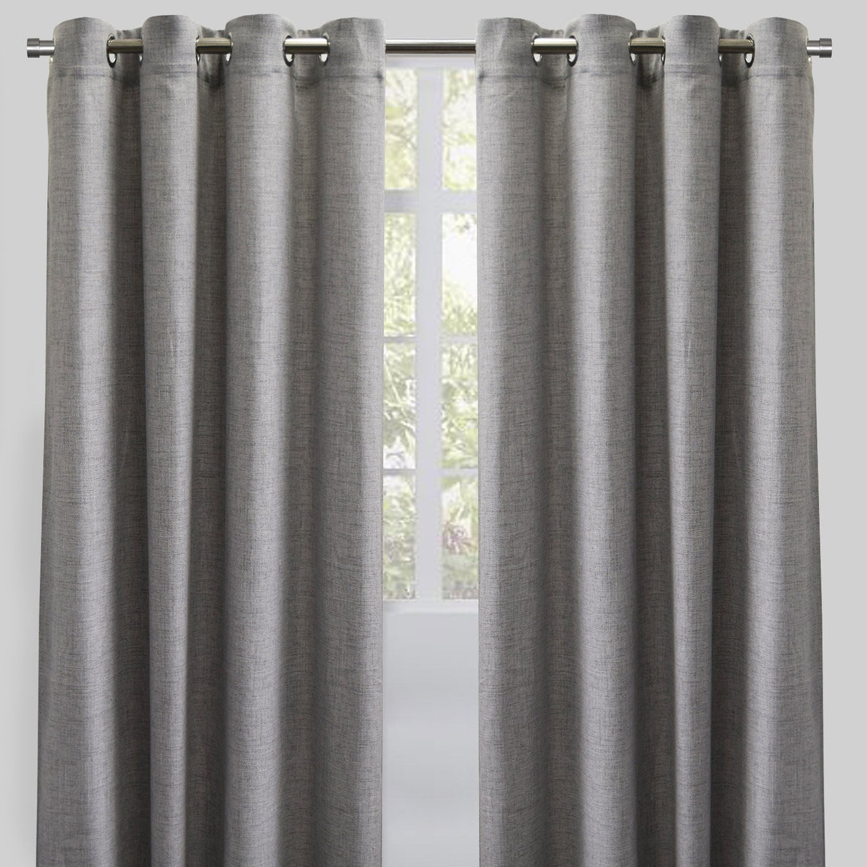 Halsey Polyester Fabric - Solid Textured Linen Look, 54" X 96" (Set Of 2)