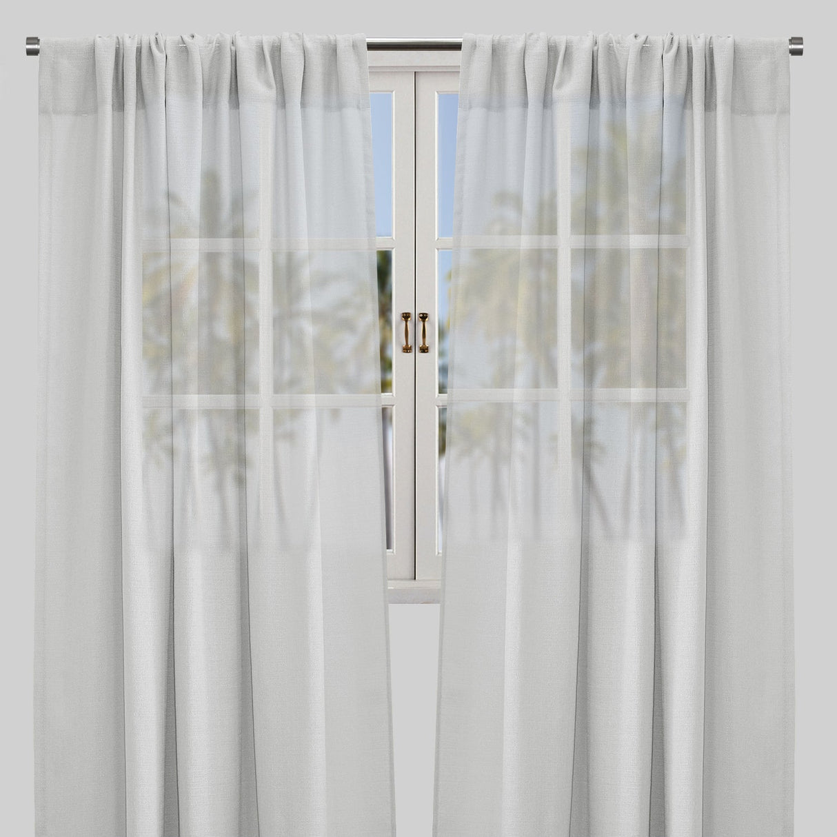 Moretti Linen Look Sheer Polyester Fabric - Solid, Transparent, 54" Width, 84" Height (Sold By The Pair)