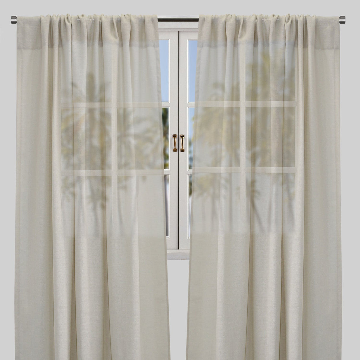 Moretti Linen Look Sheer Polyester Fabric - Solid, Transparent, 54" Width, 84" Height (Sold By The Pair)