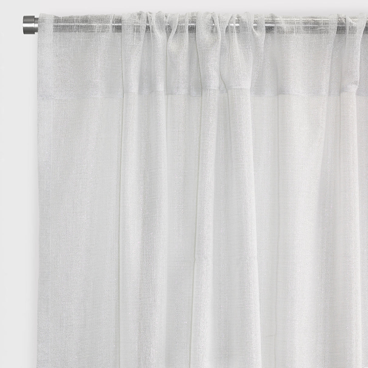 Morocco Polyester Fabric - Solid Textured Metallic Sheer, White/Ivory/Silver, 54" X 84" Or 54" X 96" (Set Of 2)