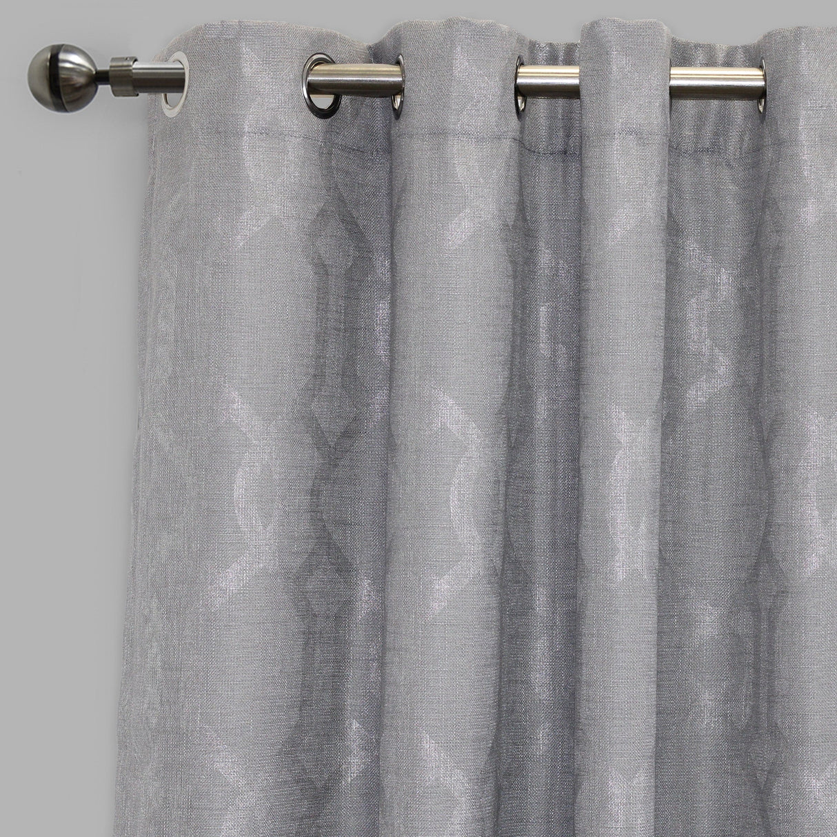 Mundial Polyester Fabric - Charcoal Geometric Print, 54" X 96" (Set Of 2)