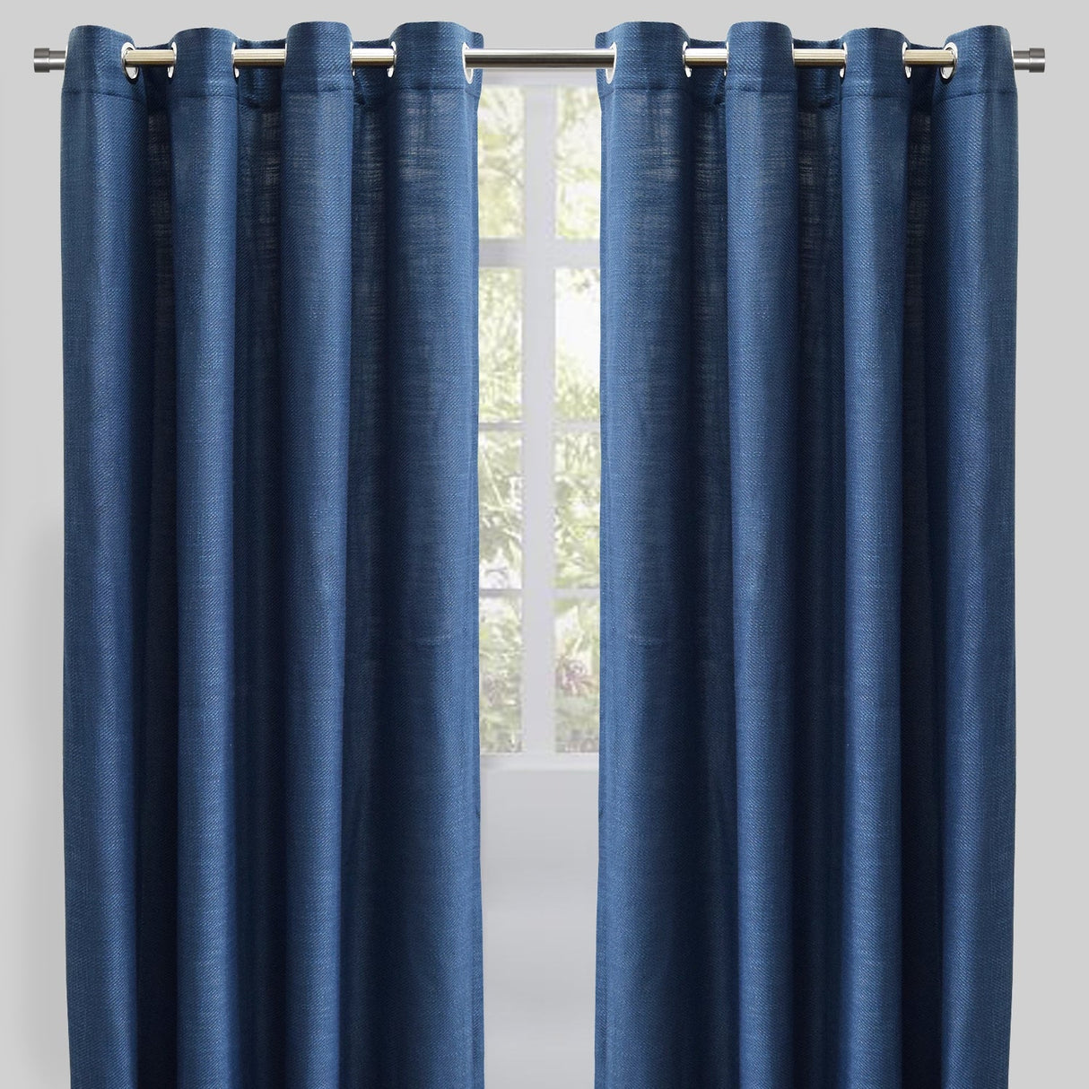 Raider Linen Blend Curtain Fabric - Solid Textured Chevron Pattern, Spa, 54" X 96" (2 Panels)