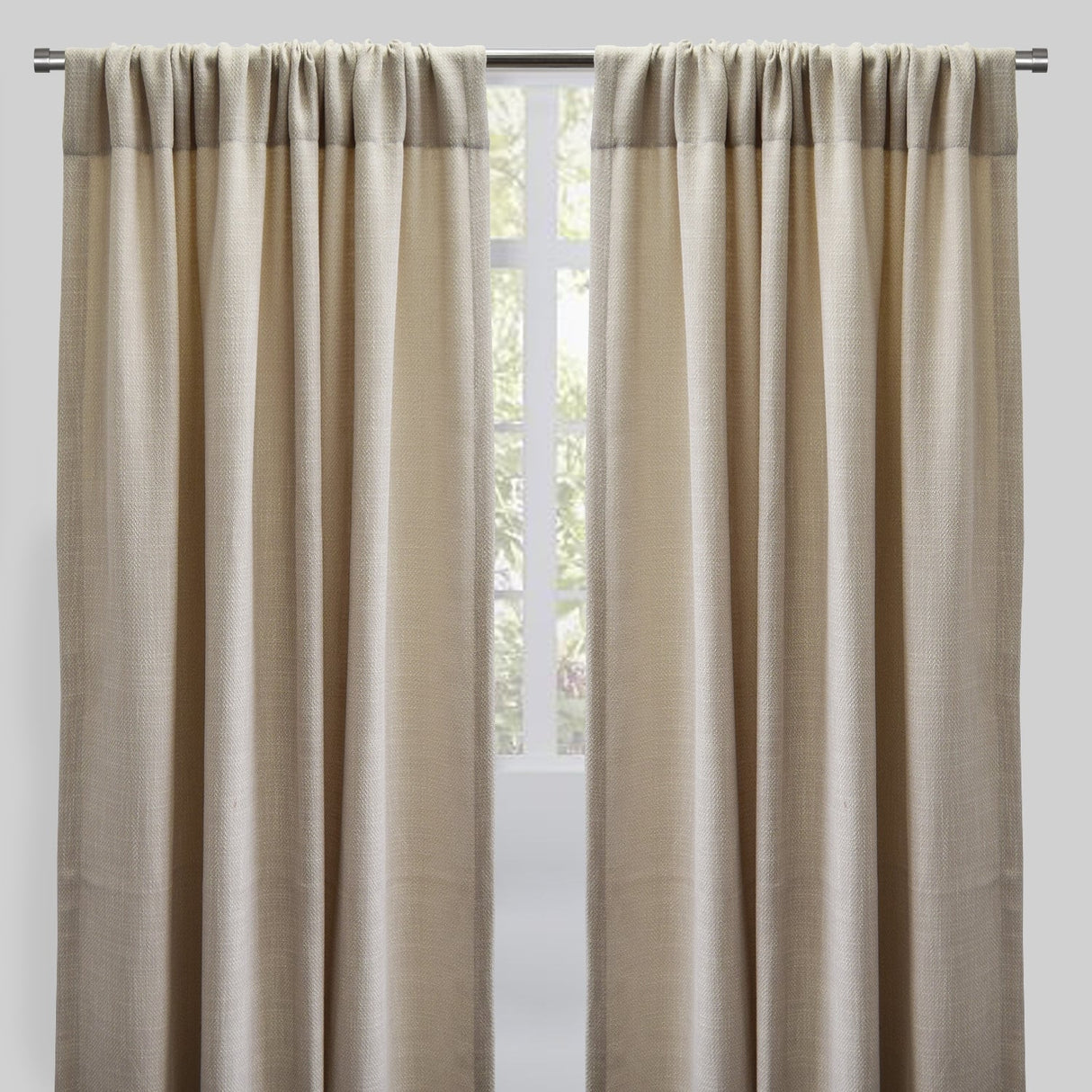 Reno Linen Look Polyester Fabric - Solid Textured Sky, 54" X 96", Rod Pocket (2 Panels)
