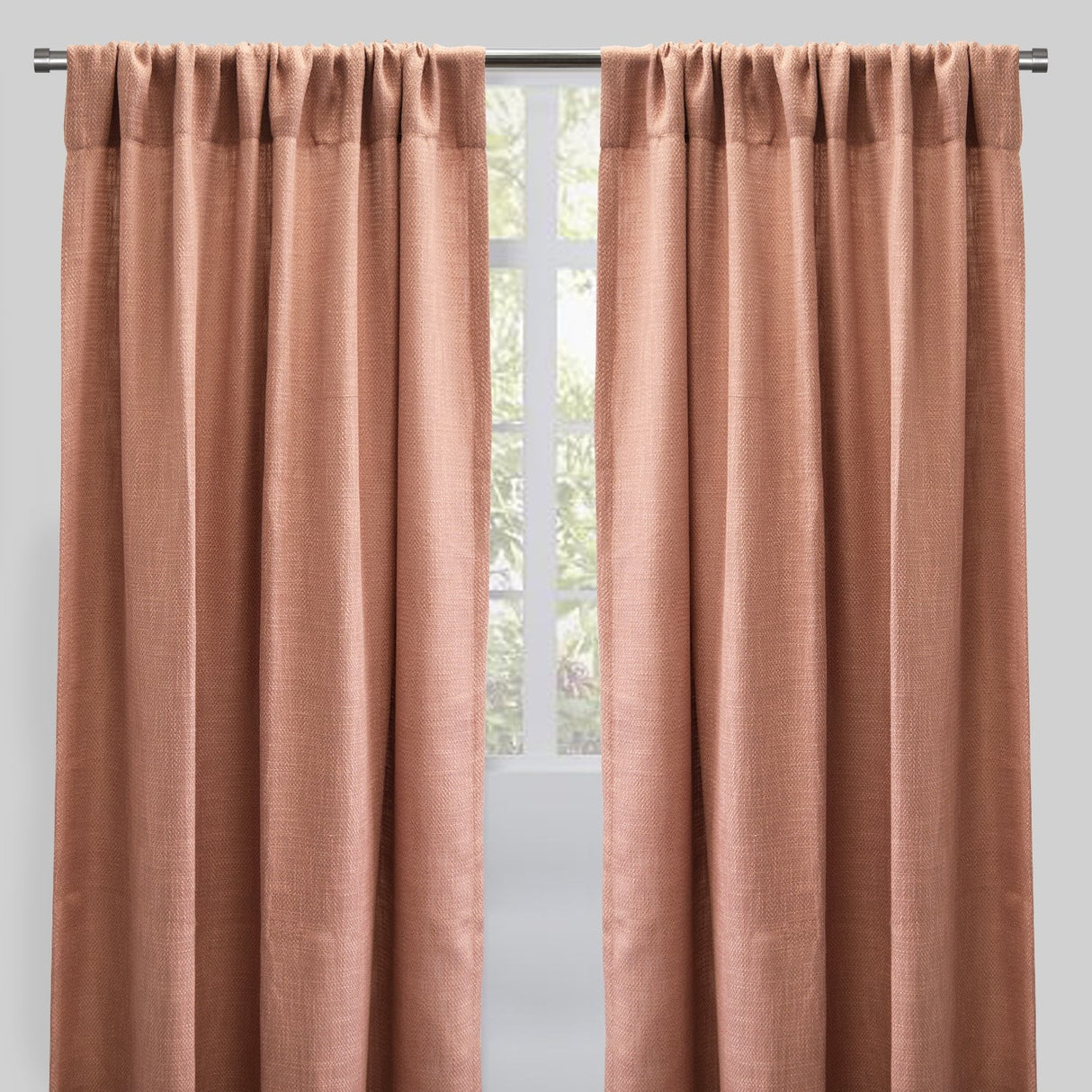 Reno Linen Look Polyester Fabric - Solid Textured Sky, 54" X 96", Rod Pocket (2 Panels)