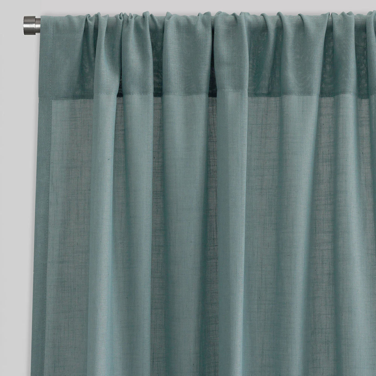 Ronan Curtain Panels Polyester Fabric - Solid Textured Linen Look Sheer, 54" Width X 84" Height, Rod Pocket (1 Pair)