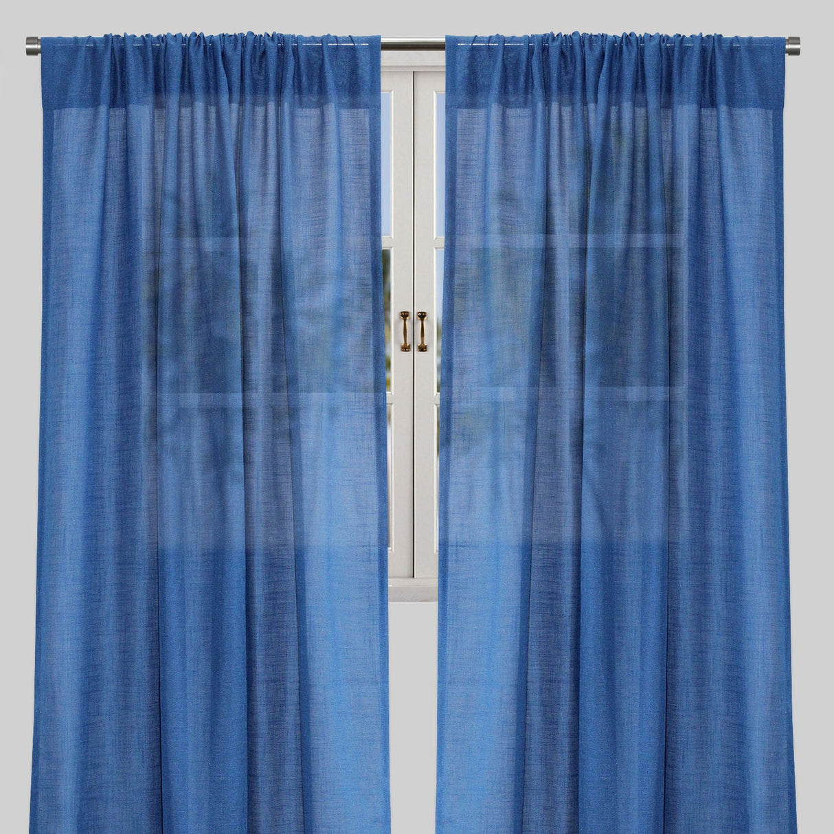 Ronan Curtain Panels Polyester Fabric - Solid Textured Linen Look Sheer, 54" Width X 84" Height, Rod Pocket (1 Pair)