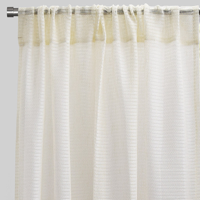 Ruby Polyester Fabric - Striped Shiny Sheer, 54" Width X 96" Height, Rod Pocket (2 Panels)