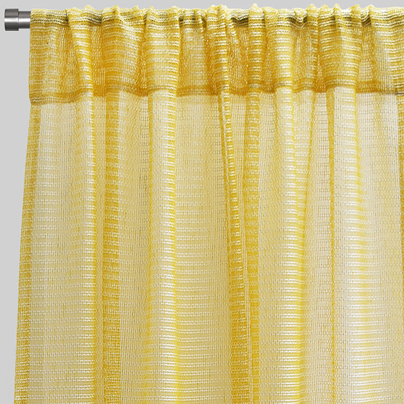 Ruby Polyester Fabric - Striped Shiny Sheer, 54" Width X 96" Height, Rod Pocket (2 Panels)