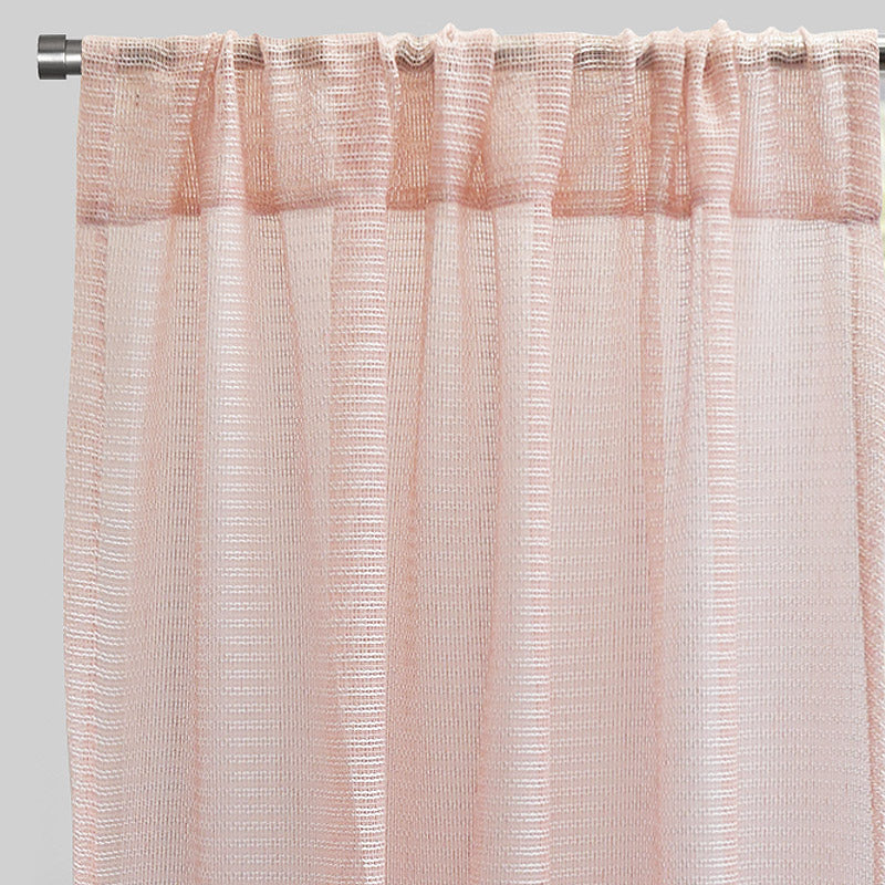 Ruby Polyester Fabric - Striped Shiny Sheer, 54" Width X 96" Height, Rod Pocket (2 Panels)