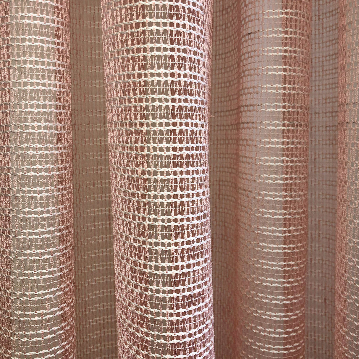 Ruby Polyester Fabric - Striped Shiny Sheer, 54" Width X 96" Height, Rod Pocket (2 Panels)