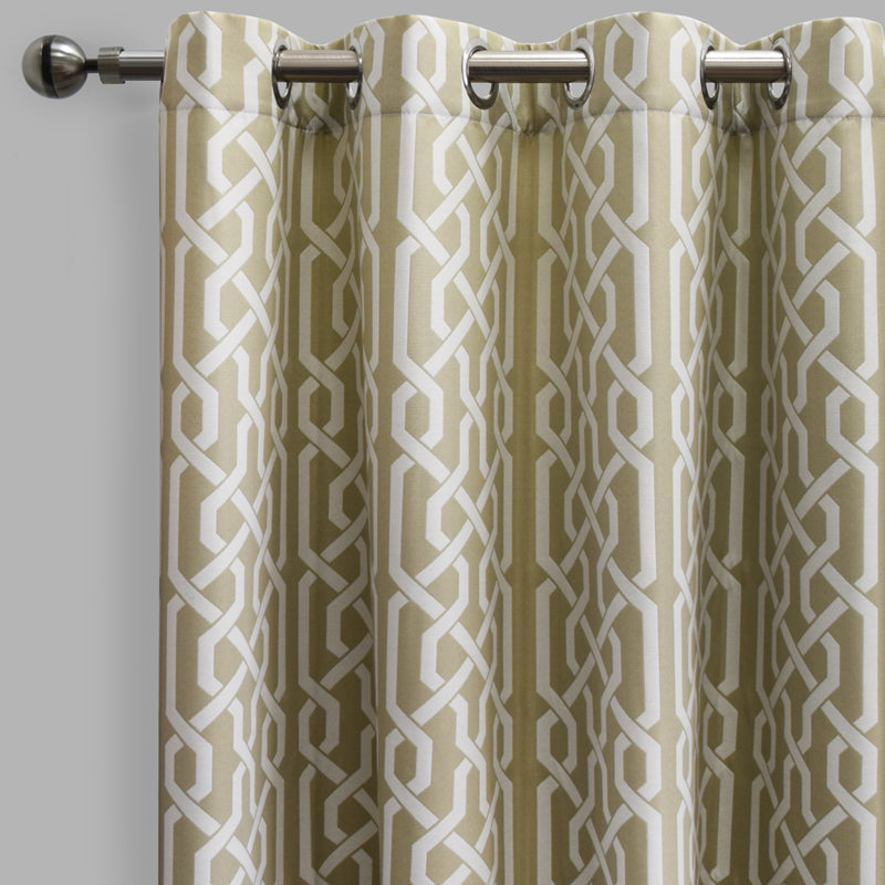 Samba Geometric Jacquard Polyester Fabric - Ivory, Pewter, Room Darkening, 54" X 96" (Sold By The Pair)