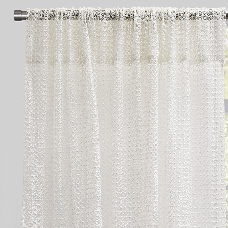 Stormy Curtain Panels Polyester Fabric - White Geometric Net Like Sheer, 54" X 96" (1 Pair)