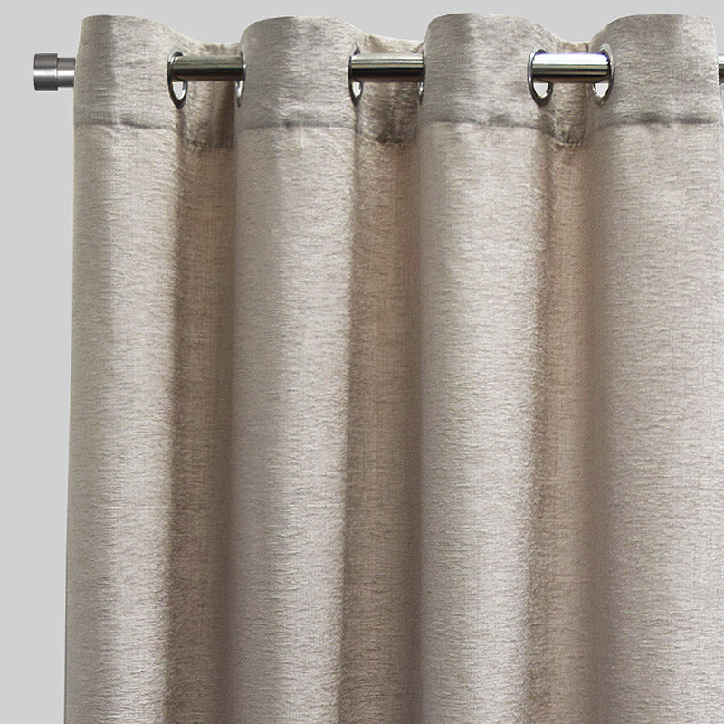 Throne Solid Textured Chenille Fabric - Beige, Silver, Spa, Room Darkening, Grommet, 54X84, 54X96 (2 Panels)