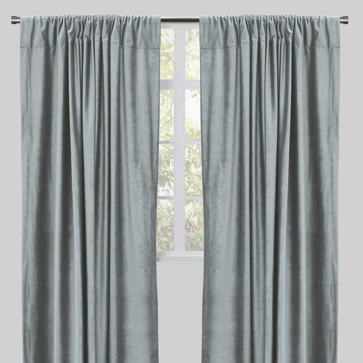 Tuscan Shiny Solid Velvet Fabric - Solid Velvet Curtain Panels, 54" Width X 96" Height, Rod Pocket (2 Panels)