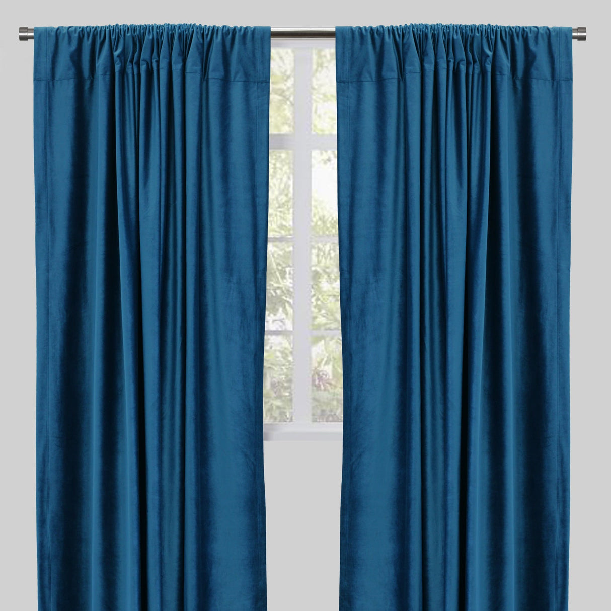 Tuscan Shiny Solid Velvet Fabric - Solid Velvet Curtain Panels, 54" Width X 96" Height, Rod Pocket (2 Panels)