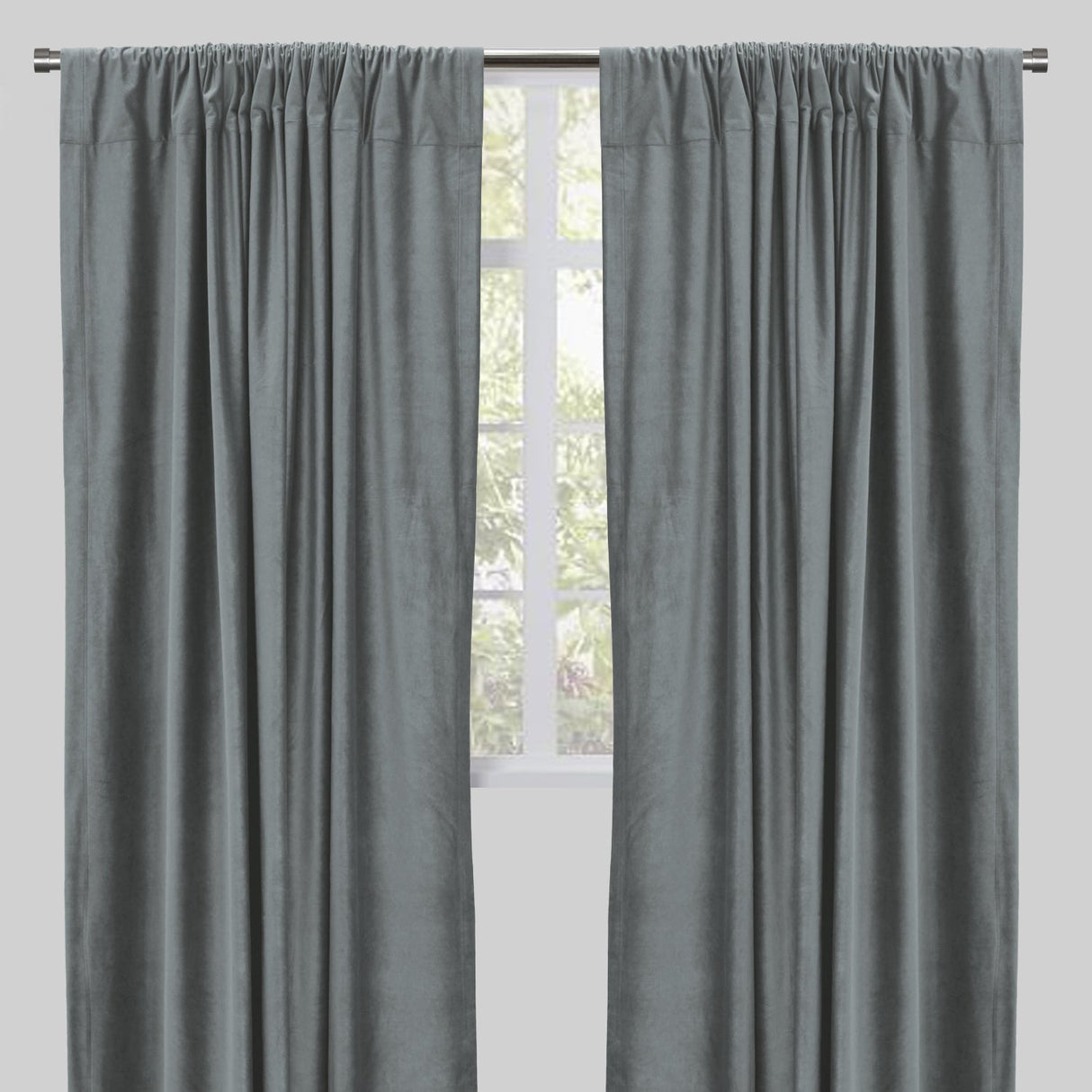 Tuscan Shiny Solid Velvet Fabric - Solid Velvet Curtain Panels, 54" Width X 96" Height, Rod Pocket (2 Panels)